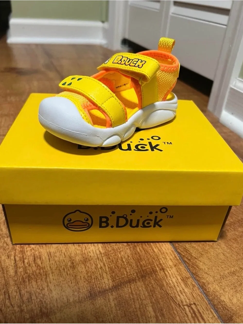 Kids' Yellow Dino Velcro-Strap Sandals